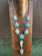 Load image into Gallery viewer, Navajo Sterling Silver Star Blue Green Turquoise Lariat Y Bead Necklace KY