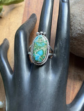 Load image into Gallery viewer, Native American Sterling Silver Sonoran Gold Turquoise Ring. Size 9 Adjustable E