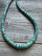 Load image into Gallery viewer, Sterling Silver Graduated Heishi Turquoise Bead Necklace. 18 inch