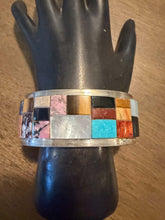 Load image into Gallery viewer, Tommy Jackson sterling silver turquoise multistone inlay cuff