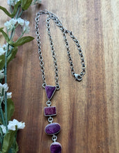 Load image into Gallery viewer, Navajo Sterling Silver Purple Spiny Oyster Lariat Chain Necklace C Shorty