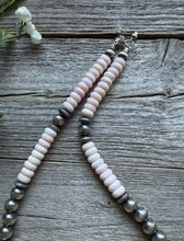Load image into Gallery viewer, Southwestern Sterling Silver Pink Conch Bead Necklace. 18 Inch