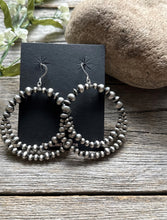 Load image into Gallery viewer, Southwestern Sterling Silver Pearls Double Loop Earrings 2.5 Inch