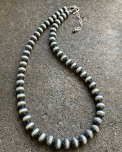 Load image into Gallery viewer, 8mm 24 Inch 925 Sterling Silver Oxidized Pearls Bead Necklace Southwestern