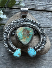 Load image into Gallery viewer, Native American Sterling Silver Royston Turquoise Naja Pendant Handmade CY