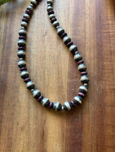Load image into Gallery viewer, Southwestern Sterling Silver Purple Spiny Oyster Pearls Bead Necklace 20 inch