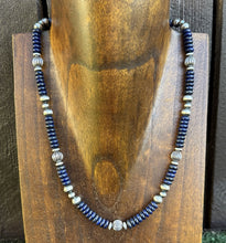 Load image into Gallery viewer, Southwestern Sterling Silver Lapis W Pearls Bead Necklace 18 inch Gift