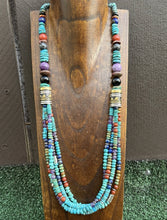 Load image into Gallery viewer, Tommy Rosita Singer T R Sterling Silver Multi Strand Turquoise Bead Necklace 30”