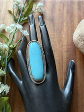 Load image into Gallery viewer, Vintage Old Pawn Navajo Sterling Silver Blue Turquoise Ring Size 7.5 Signed