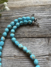 Load image into Gallery viewer, Chunky Sleeping Beauty Turquoise Sterling Silver Nuggets Bead Necklace 18 inch