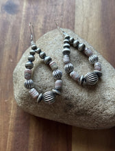 Load image into Gallery viewer, Pink Rhodochrosite Sterling Silver Pearls Bead Earrings 2.75 Inch