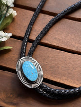 Load image into Gallery viewer, Native American Sterling Silver Kingman Turquoise Bolo Tie Pendant A Jake