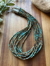 Load image into Gallery viewer, Sterling Silver Multi Strand Blue Green Faceted Turquoise Bead Necklace 20 Inch