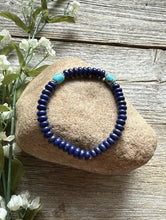 Load image into Gallery viewer, Lapis Turquoise 6.5 Inch Stretch Elastic Stretchy Bead Bracelet Gift