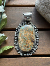 Load image into Gallery viewer, Navajo Sterling Silver Green Royston Turquoise Pendant. Etta E Gift