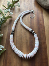 Load image into Gallery viewer, Southwestern Sterling Silver Graduated Pink Conch Bead Necklace. 18 Inch. Gift