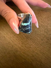 Load image into Gallery viewer, Navajo sterling silver  blk jack turquoise ring adjustable