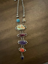 Load image into Gallery viewer, Navajo sterling silver multistone lariat necklace RY