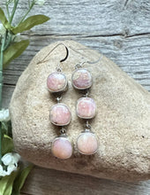 Load image into Gallery viewer, Navajo Pink Conch Sterling Silver Earrings 2.5 Inch. K Yazzie. Gift