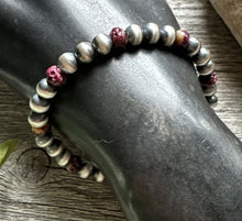 Load image into Gallery viewer, Genuine Purple Spiny Oyster 6mm 7 Inch 925 Sterling Silver Pearls Bead Bracelet