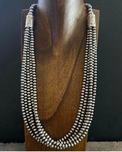 Load image into Gallery viewer, 5mm Multi Strand 925 Sterling Silver Oxidized Pearls Bead Necklace 26 Inch