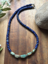 Load image into Gallery viewer, Sterling Silver Blue Lapis Turquoise Nuggets Bead Necklace 18 inch Gift