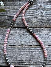 Load image into Gallery viewer, Southwestern Sterling Silver Pink Conch 6mm Pearls Bead Necklace 18 Inch