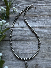 Load image into Gallery viewer, Southwestern Sterling Silver Lariat Y Pearls Bead Necklace 18 Inch