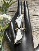 Load image into Gallery viewer, Navajo Sterling Silver White Buffalo Turquoise Adjustable Ring AM