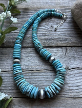 Load image into Gallery viewer, Sterling Silver Graduated Vibrant Blue Turquoise Bead Necklace 18 inch