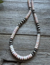 Load image into Gallery viewer, Southwestern Sterling Silver Pink Conch Bead Necklace. 18 Inch