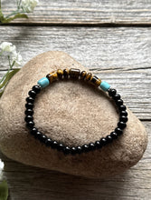Load image into Gallery viewer, Black Onyx Tigers Eye 6.5 Inch Stretch Elastic Stretchy Bead Bracelet Gift