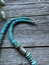 Load image into Gallery viewer, Southwestern 925 Sterling Silver Turquoise Bead Necklace. 22 inch