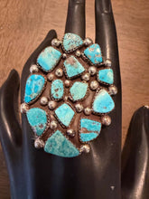 Load image into Gallery viewer, Navajo sterling silver turquoise  ring adjustable