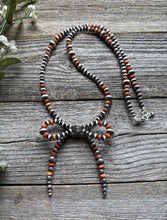 Load image into Gallery viewer, Bow Sterling Silver Multi Graduated Spiny Oyster Pearls Bead Necklace 24 inch