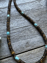 Load image into Gallery viewer, Southwestern 925 Sterling Silver Blue Turquoise Tigers Eye Bead Necklace 18 inch