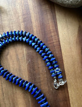 Load image into Gallery viewer, Sterling Silver Graduated Blue Lapis Turquoise Bead Necklace. 26 inch. Gift