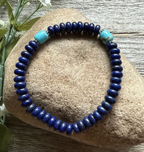 Load image into Gallery viewer, Lapis Turquoise 6.5 Inch Stretch Elastic Stretchy Bead Bracelet Gift