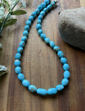 Load image into Gallery viewer, Sleeping Beauty Turquoise Sterling Silver Nuggets Bead Necklace 18 inch Gift