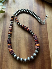 Load image into Gallery viewer, Sterling Silver Graduated Purple Spiny Oyster Pearls Bead Necklace 22 Inch