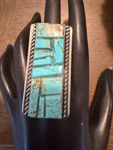 Load image into Gallery viewer, Navajo sterling silver inlay turquoise ring 8.5