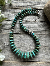 Load image into Gallery viewer, Southwestern 925 Sterling Silver Graduated Turquoise Bead Necklace. 18 inch