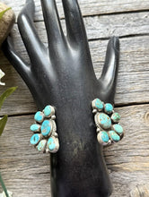 Load image into Gallery viewer, Navajo Native Sterling Silver Turquoise Cluster Cuff Bracelet Geraldine James