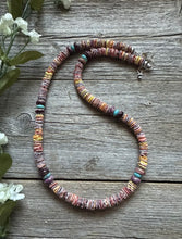 Load image into Gallery viewer, Sterling Silver Multi Color Stone Shell Spiny Turquoise Bead Necklace 18 inch