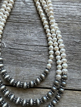 Load image into Gallery viewer, Sterling Silver Freshwater Pearls Multi Strand Layered Bead Necklace. 26-30 Inch