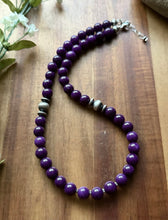 Load image into Gallery viewer, Sterling Silver Dyed Purple Sugilite Bead Necklace. 18 inch. Gift