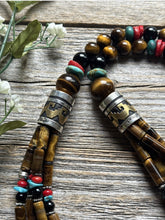 Load image into Gallery viewer, Tommy Rosita Singer T R Sterling Silver Multi Strand Tigers Eye Bead Necklace 28