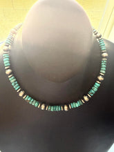 Load image into Gallery viewer, Sterling silver blue turquoise bead necklace