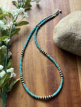 Load image into Gallery viewer, Southwestern Sterling Silver 4mm Blue Turquoise Pearls Bead Necklace 18 inch