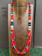 Load image into Gallery viewer, Tommy Rosita Singer T R Sterling Silver Multi Strand Red Coral Bead Necklace 28”